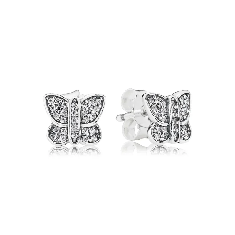 (imagine pentru) Cercei cu fluturi, din argint 925 cu zirconiu cubic - 290571CZ -