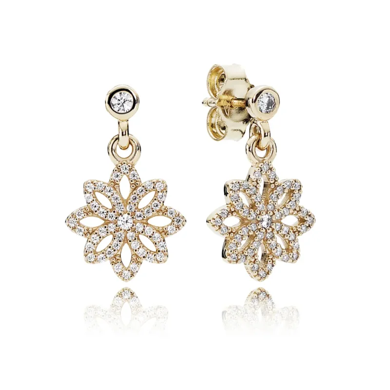 (imagine pentru) Cercei cu formă de floare, din aur de 14k, cu zirconiu cubic tra