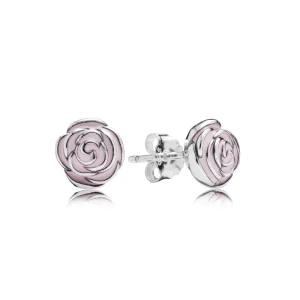 (imagine pentru) Cercei cu trandafiri, din argint 925 şi email roz - 290554EN40 -