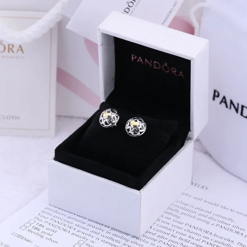 (imagine pentru) Cercei din argint 925 şi aur de 14k - 290557 - Cercei PANDORA - Vizualizare 2