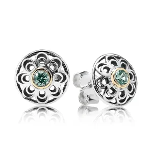 (imagine pentru) Cercei din argint şi aur de 14k, cu spinel sintetic verde - 2905