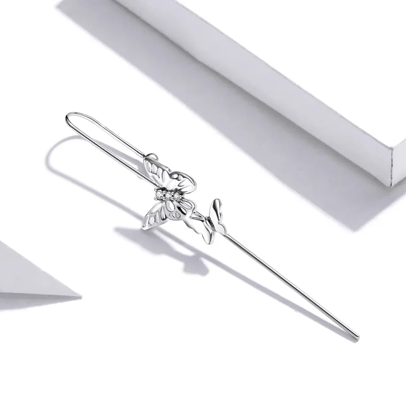 (imagine pentru) Cercei lungi Tip Pandora cu Ace elegante pentru urechi din argint - SCE1132 - Vizualizare 2