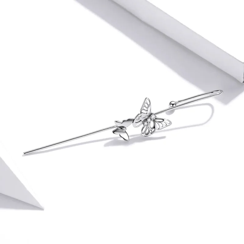 (imagine pentru) Cercei lungi Tip Pandora cu Ace elegante pentru urechi din argint - SCE1132 - Vizualizare 3