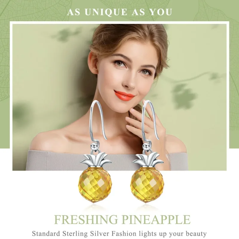 (imagine pentru) Cercei lungi Tip Pandora cu Ananas proaspăt din argint - SCE265 - Vizualizare 2