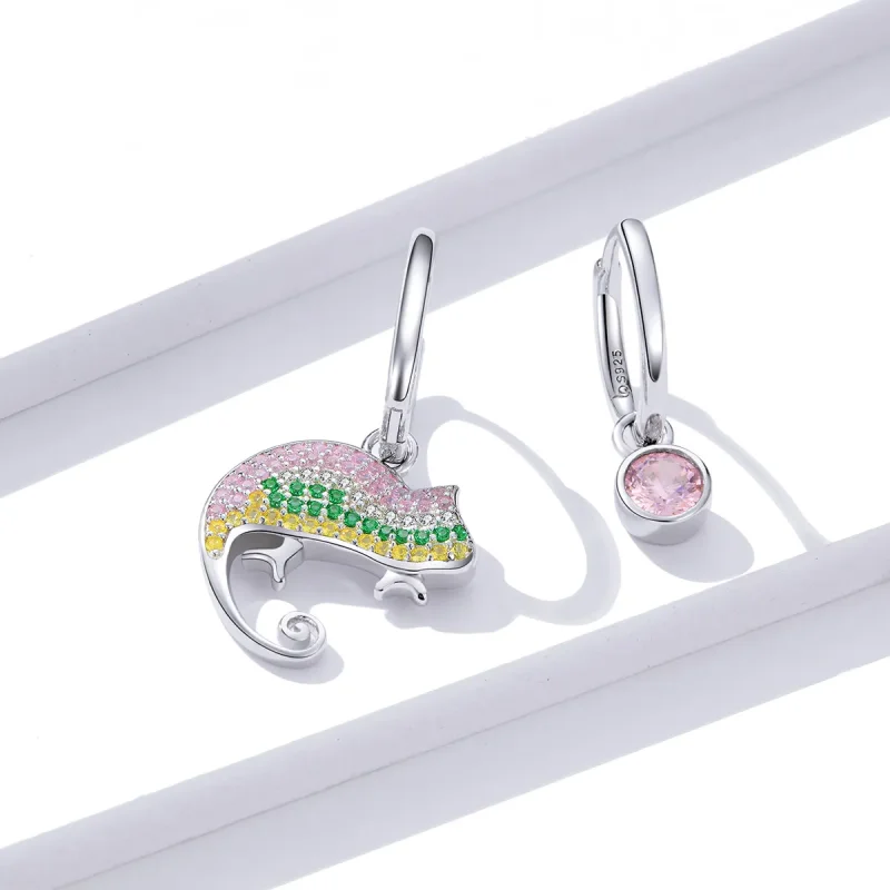 (imagine pentru) Cercei lungi Tip Pandora cu cameleon din argint - BSE368 - Vizualizare 2