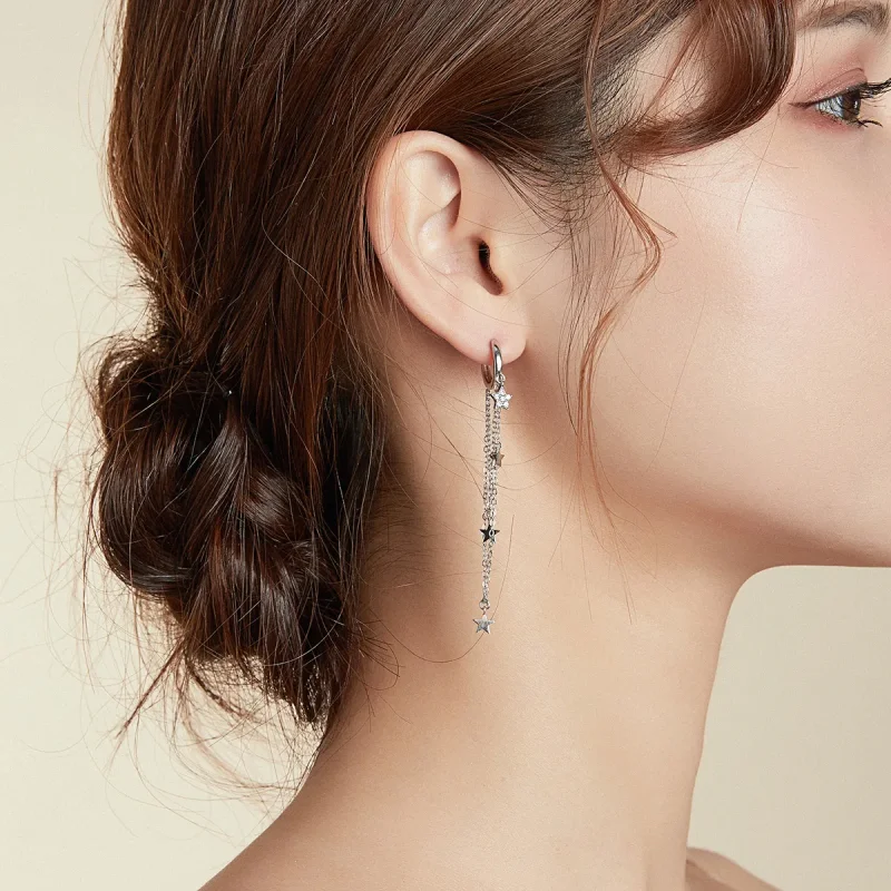(imagine pentru) Cercei lungi Tip Pandora cu Elegant Moon Star din argint - SCE982 - Vizualizare 5