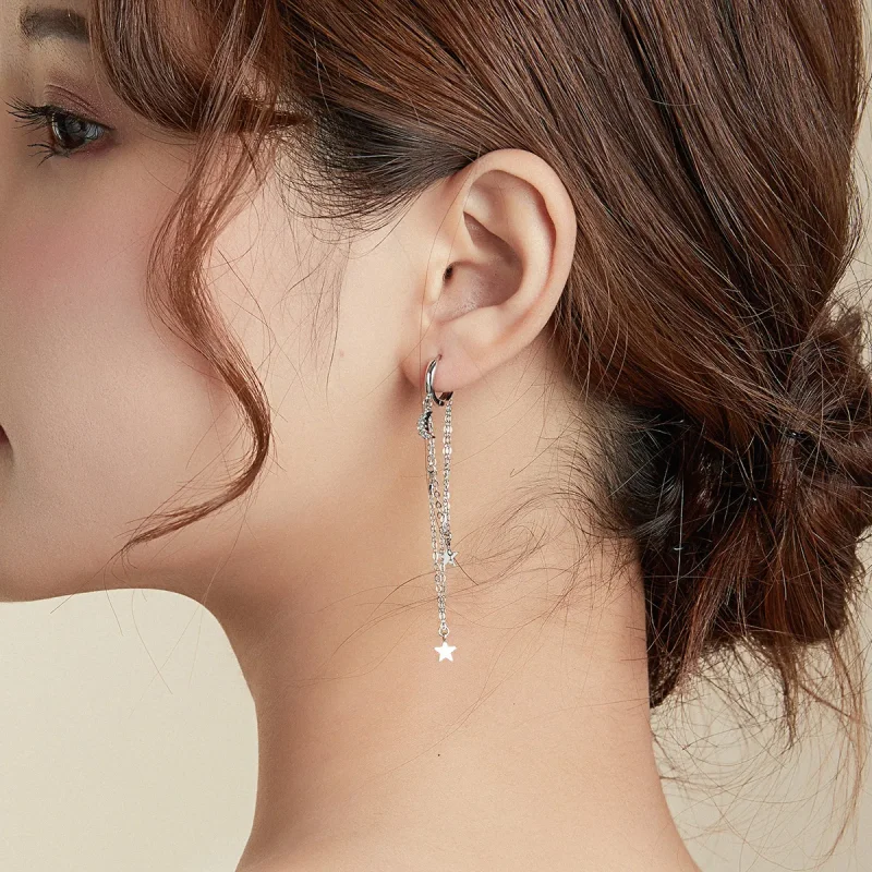 (imagine pentru) Cercei lungi Tip Pandora cu Elegant Moon Star din argint - SCE982 - Vizualizare 6