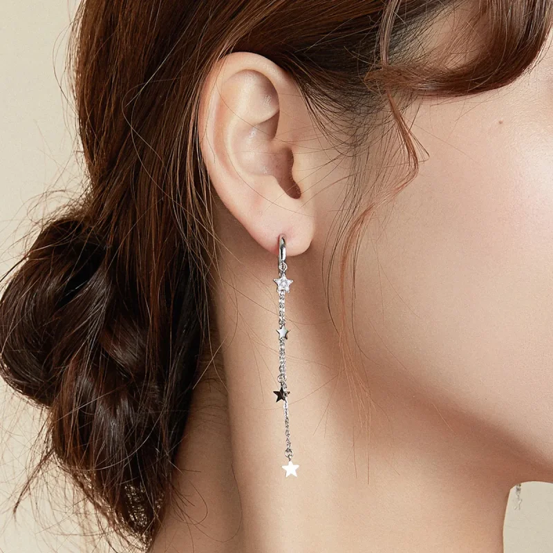 (imagine pentru) Cercei lungi Tip Pandora cu Elegant Moon Star din argint - SCE982 - Vizualizare 7