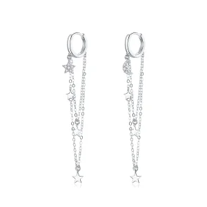 (imagine pentru) Cercei lungi Tip Pandora cu Elegant Moon Star din argint - SCE982