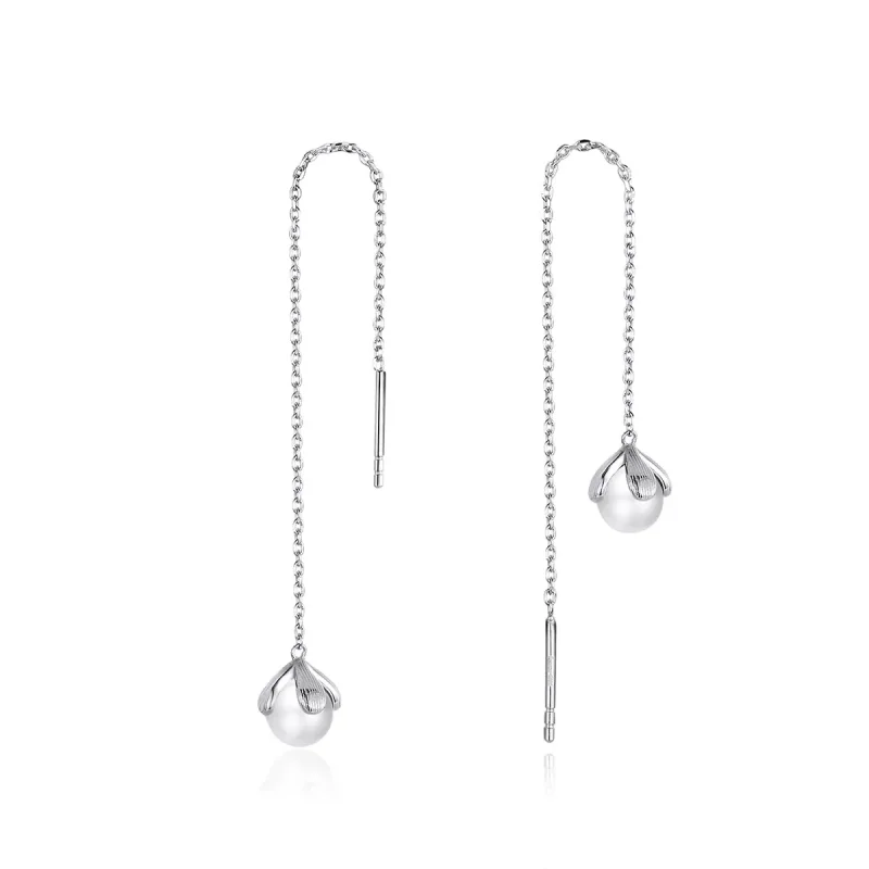 (imagine pentru) Cercei lungi Tip Pandora cu Firul Flori pure din argint - BSE373