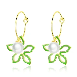 (imagine pentru) Cercei lungi Tip Pandora cu Floarea de vară placat cu aur de 14 k - SCE679