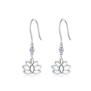 (imagine pentru) Cercei lungi Tip Pandora cu Flori de Lotus elegante din argint - BSE451