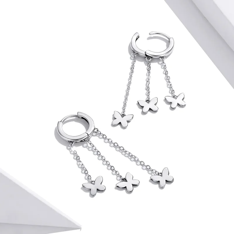 (imagine pentru) Cercei lungi Tip Pandora cu Fluture cu ciucuri din argint - SCE1173 - Vizualizare 4