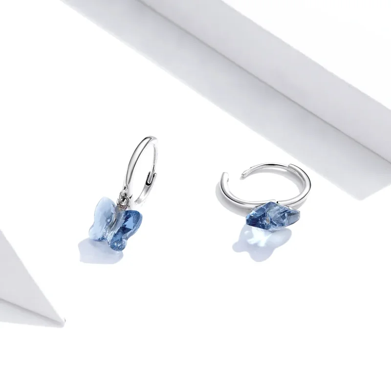(imagine pentru) Cercei lungi Tip Pandora cu Fluture din argint - SCE959 - Vizualizare 2