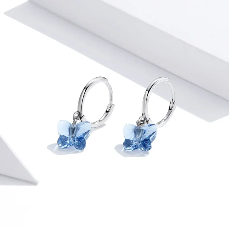 (imagine pentru) Cercei lungi Tip Pandora cu Fluture din argint - SCE959 - Vizualizare 3