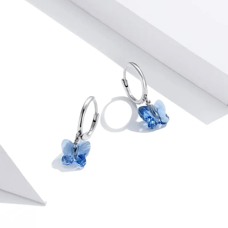 (imagine pentru) Cercei lungi Tip Pandora cu Fluture din argint - SCE959 - Vizualizare 4