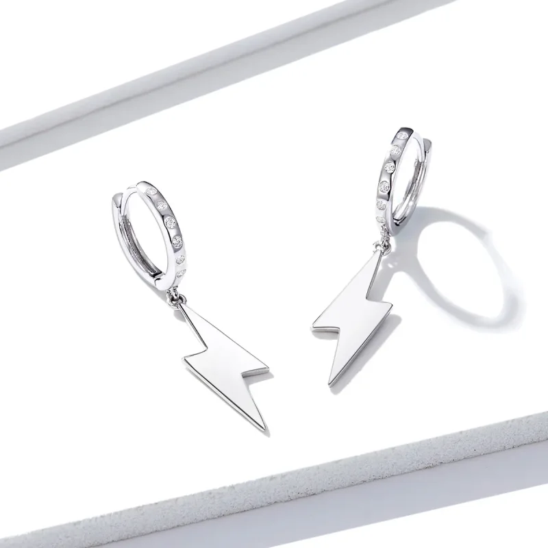 (imagine pentru) Cercei lungi Tip Pandora cu Fulger din argint - BSE221 - Vizualizare 2