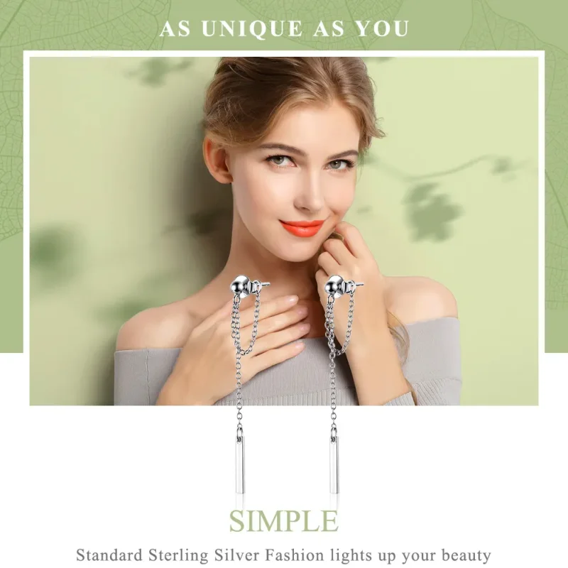 (imagine pentru) Cercei lungi Tip Pandora cu Geometria luminii din argint - SCE550 - Vizualizare 2