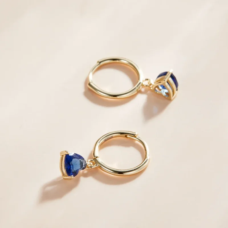 (imagine pentru) Cercei lungi Tip Pandora cu Inimi placat cu aur de 14 k - SCE1019-BU - Vizualizare 2