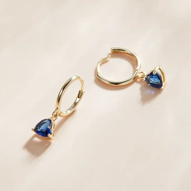 (imagine pentru) Cercei lungi Tip Pandora cu Inimi placat cu aur de 14 k - SCE1019-BU - Vizualizare 3