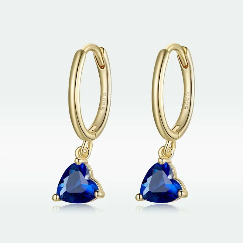 (imagine pentru) Cercei lungi Tip Pandora cu Inimi placat cu aur de 14 k - SCE1019-BU - Vizualizare 5