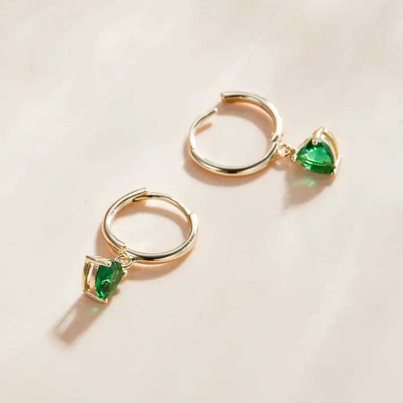 (imagine pentru) Cercei lungi Tip Pandora cu Inimi placat cu aur de 14 k - SCE1019-GN - Vizualizare 3