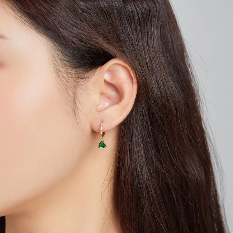 (imagine pentru) Cercei lungi Tip Pandora cu Inimi placat cu aur de 14 k - SCE1019-GN - Vizualizare 4