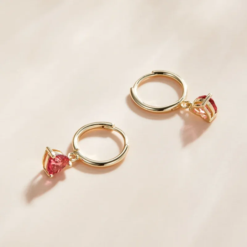 (imagine pentru) Cercei lungi Tip Pandora cu Inimi placat cu aur de 14 k - SCE1019-RD - Vizualizare 3