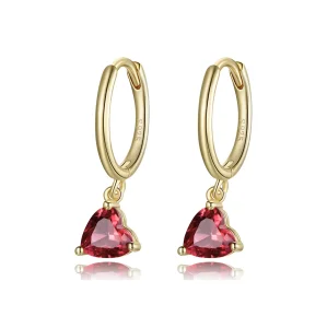 (imagine pentru) Cercei lungi Tip Pandora cu Inimi placat cu aur de 14 k - SCE1019-RD