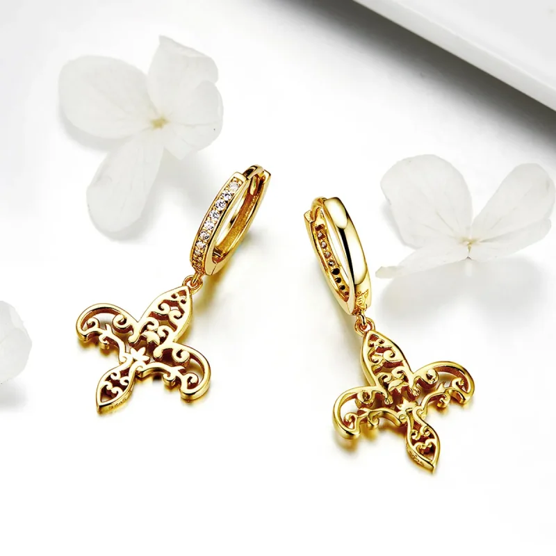 (imagine pentru) Cercei lungi Tip Pandora cu Iris placat cu aur de 14 k - SCE535 - Vizualizare 3