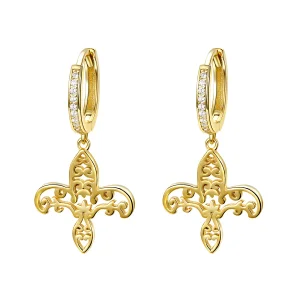 (imagine pentru) Cercei lungi Tip Pandora cu Iris placat cu aur de 14 k - SCE535