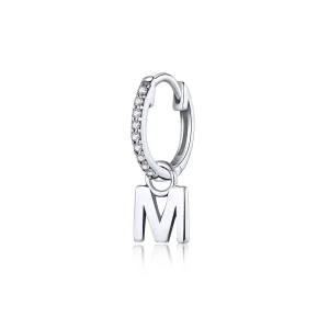(imagine pentru) Cercei lungi Tip Pandora cu Litera M din argint - SCE848-M