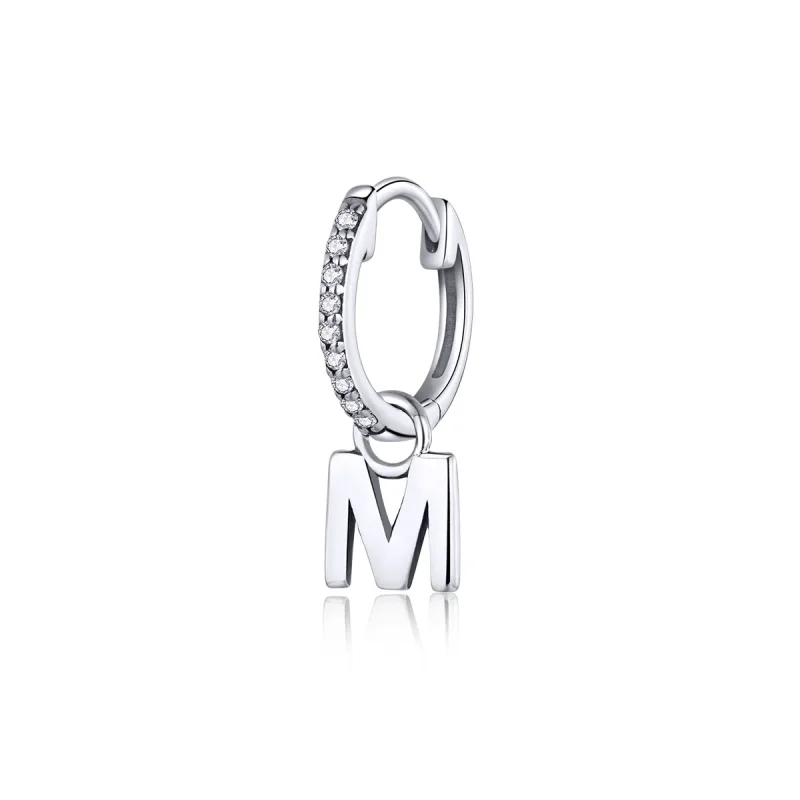 (imagine pentru) Cercei lungi Tip Pandora cu Litera M din argint - SCE848-M