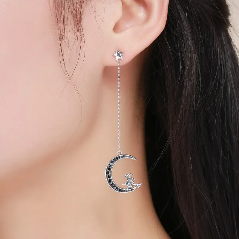 (imagine pentru) Cercei lungi Tip Pandora cu Luna din argint - SCE287 - Vizualizare 6