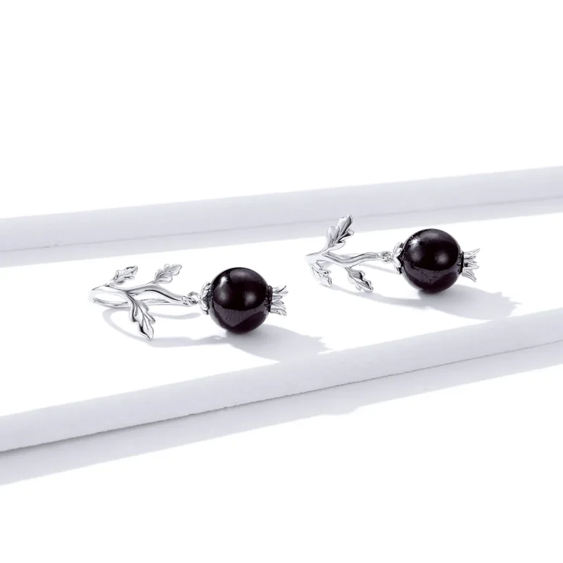 (imagine pentru) Cercei lungi Tip Pandora cu Misterios granat din argint - BSE395 - Vizualizare 2