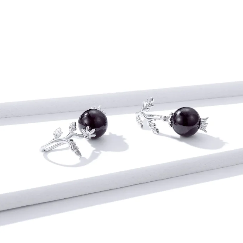 (imagine pentru) Cercei lungi Tip Pandora cu Misterios granat din argint - BSE395 - Vizualizare 3