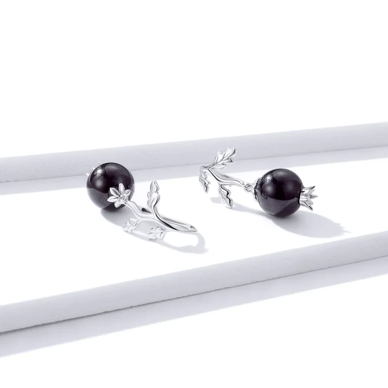 (imagine pentru) Cercei lungi Tip Pandora cu Misterios granat din argint - BSE395 - Vizualizare 4