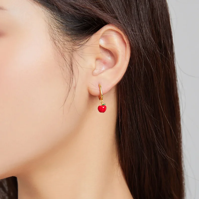 (imagine pentru) Cercei lungi Tip Pandora cu măr placat cu aur de 14 k - SCE1079 - Vizualizare 4