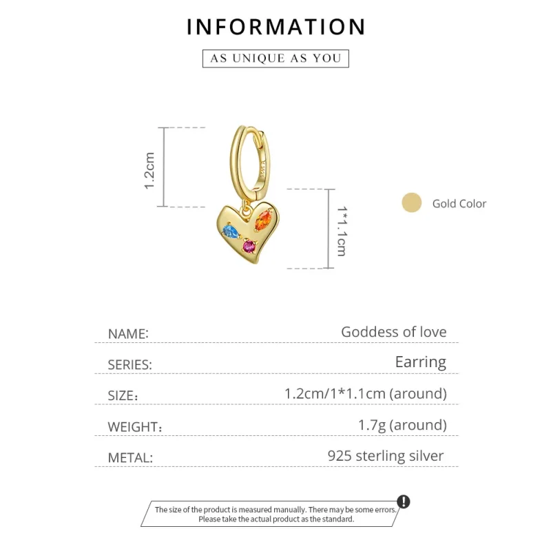 (imagine pentru) Cercei lungi Tip Pandora cu O singură inimă colorată placat cu aur de 14 k - SCE - Vizualizare 8