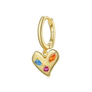 (imagine pentru) Cercei lungi Tip Pandora cu O singură inimă colorată placat cu aur de 14 k - SCE1063