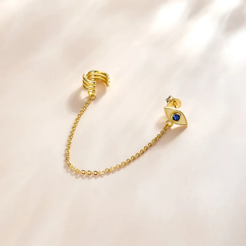 (imagine pentru) Cercei lungi Tip Pandora cu Ochiul diavolului placat cu aur de 14 k - SCE1096 - Vizualizare 2