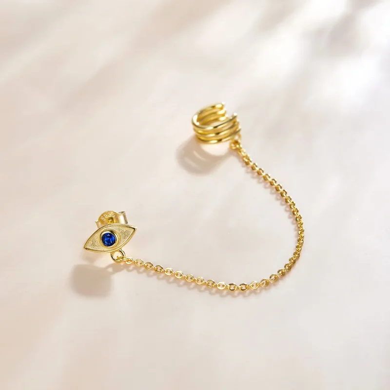 (imagine pentru) Cercei lungi Tip Pandora cu Ochiul diavolului placat cu aur de 14 k - SCE1096 - Vizualizare 4
