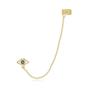 (imagine pentru) Cercei lungi Tip Pandora cu Ochiul diavolului placat cu aur de 14 k - SCE1096