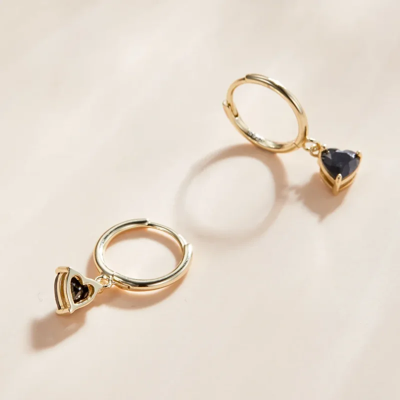 (imagine pentru) Cercei lungi Tip Pandora cu Picătură de inimă placat cu aur de 14 k - SCE1019-BK - Vizualizare 2