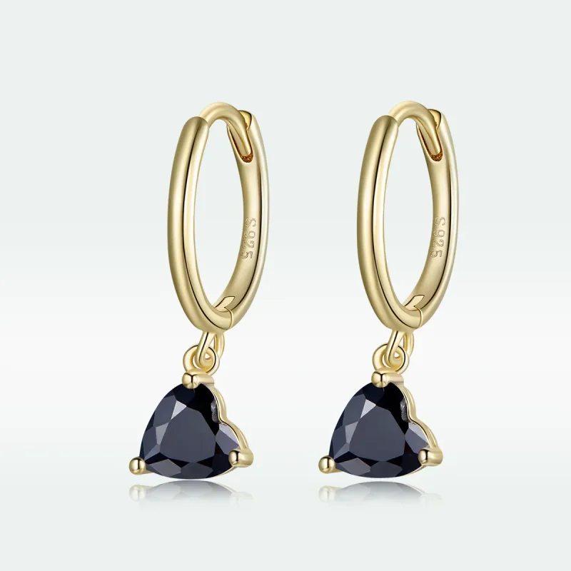 (imagine pentru) Cercei lungi Tip Pandora cu Picătură de inimă placat cu aur de 14 k - SCE1019-BK - Vizualizare 5