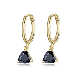 (imagine pentru) Cercei lungi Tip Pandora cu Picătură de inimă placat cu aur de 14 k - SCE1019-BK