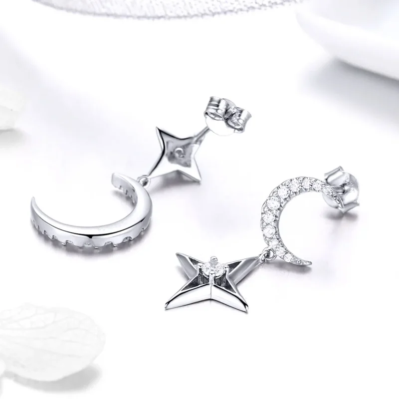 (imagine pentru) Cercei lungi Tip Pandora cu Starlight Moon Sky din argint - BSE050 - Vizualizare 4