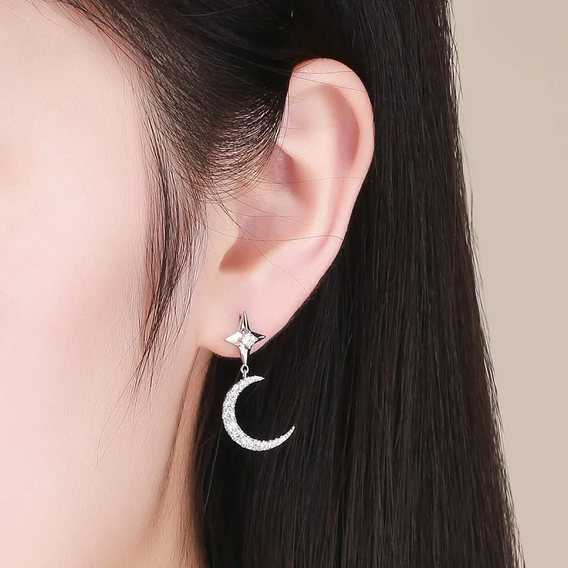 (imagine pentru) Cercei lungi Tip Pandora cu Starlight Moon Sky din argint - BSE050 - Vizualizare 5