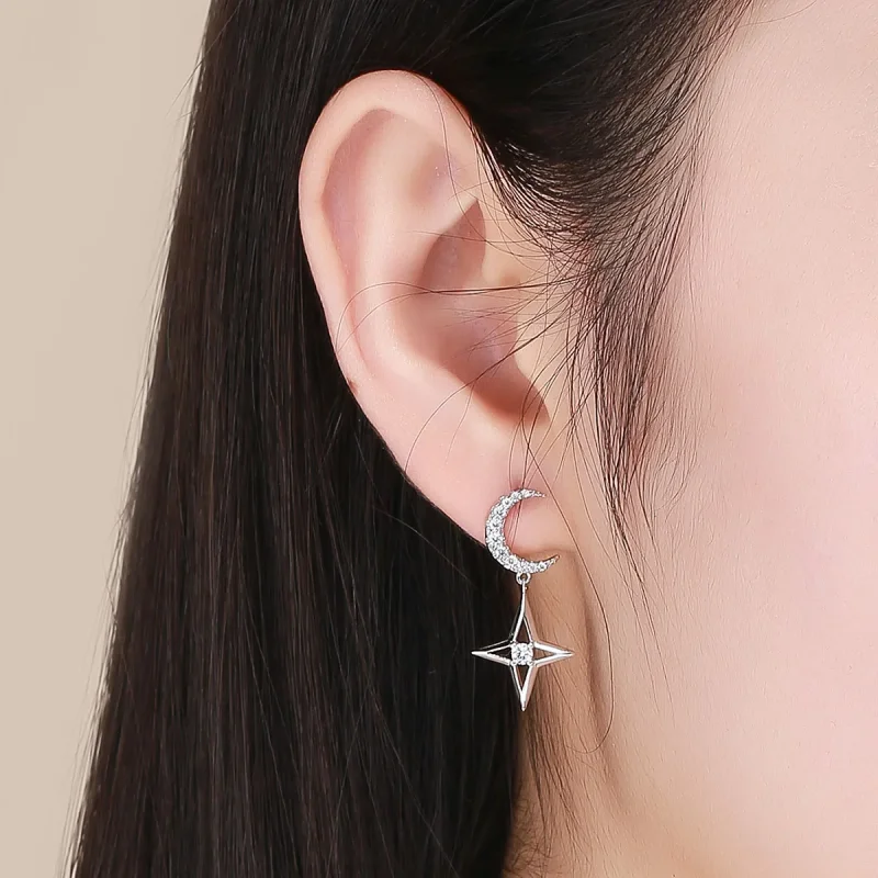 (imagine pentru) Cercei lungi Tip Pandora cu Starlight Moon Sky din argint - BSE050 - Vizualizare 6