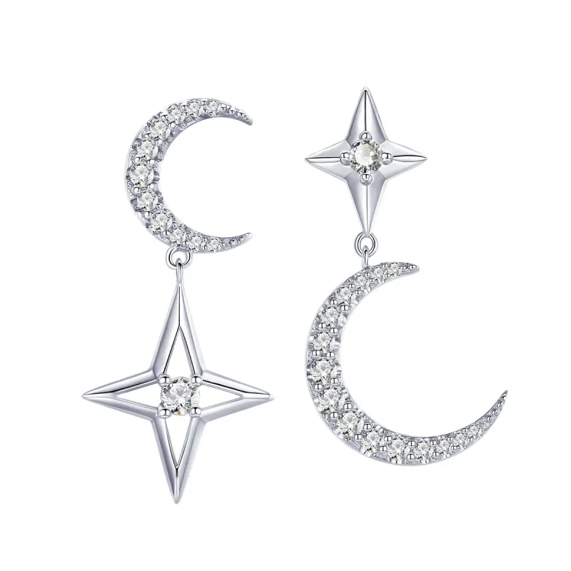 (imagine pentru) Cercei lungi Tip Pandora cu Starlight Moon Sky din argint - BSE050